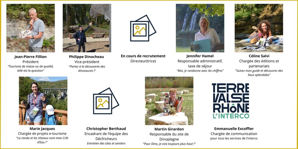 Trombinoscope du servive tourisme de Terre Valserhône